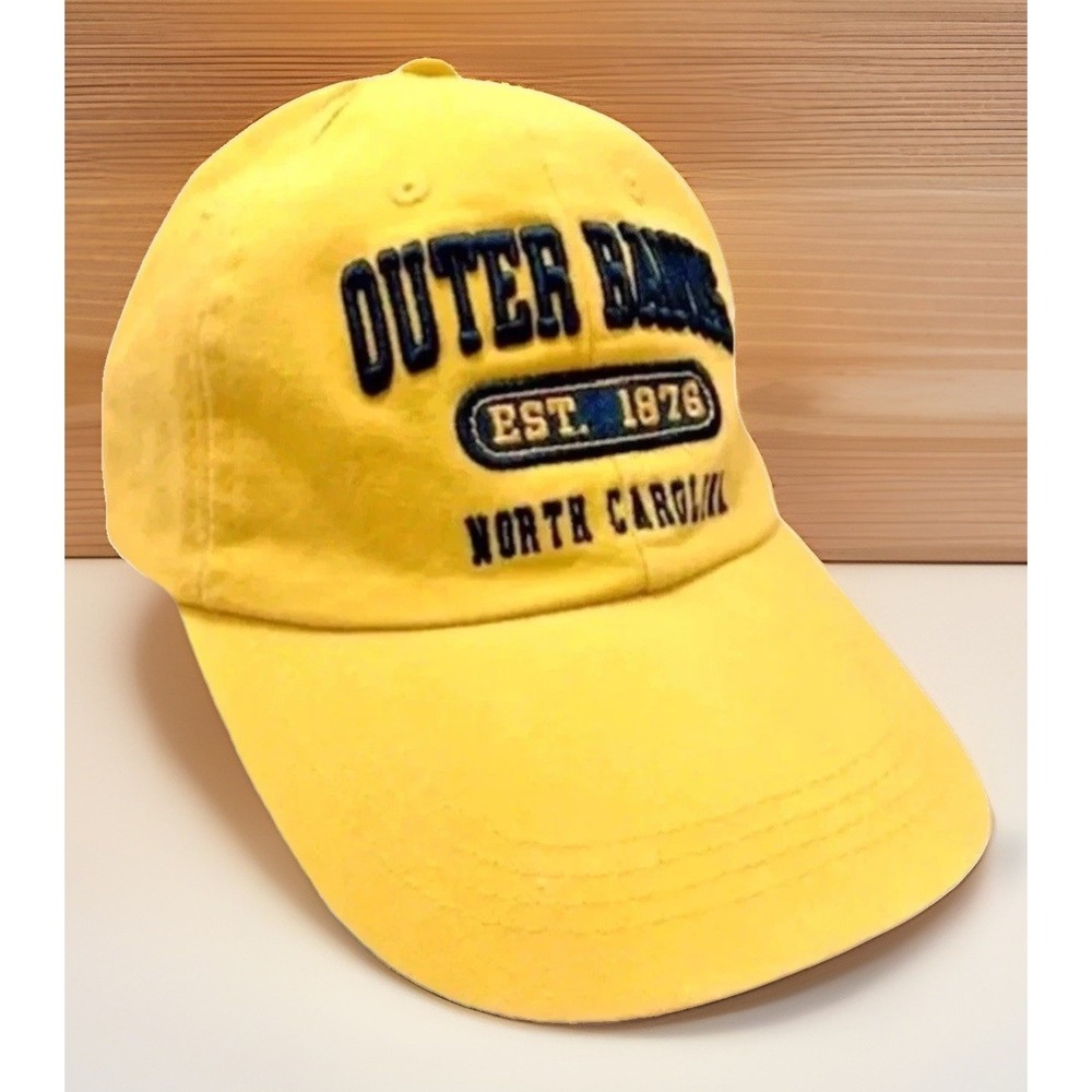 VTG Butter Yellow Hat Cap Coastal Outer Banks North Carolina Unisex Retro Preppy